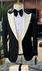 Mens Black and Ivory Tuxedo with Wide Shawl Lapel – 3 Piece Black and off White Lapel ! Vested Suit