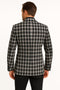 Alberto Nardoni men's black & white plaid blazer. Structured fit, notched collar, woven fabric, tailored sleeves with cuff buttons, and a single back vent for enhanced movement.
