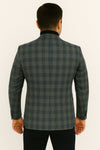Mens Blue and Grey Windowpane Plaid Blazer –  Casual Sport Coat