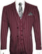 Mens 2 Button Gangster Pinstripe Suit  Burgundy