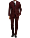 Mens Slim Fitted Suit Burgundy
