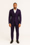 Mens Classic Three-Piece Purple Suit â€“ Formal Slim Fit Tuxedo Set with Vest