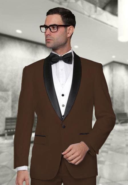 Dark Brown Tuxedo - Brown Wedding Suit - AlbertoNardoniStore