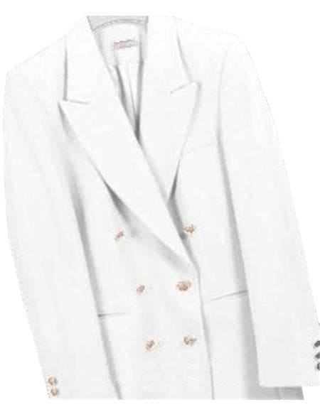 White, Six Button Double Breasted Suits Blazer Jacket Coat