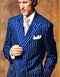 Gangster Suit - Mobster Suit - Mafia Suit For Mens Double Breasted Gangster Pinstripe in Royal & White