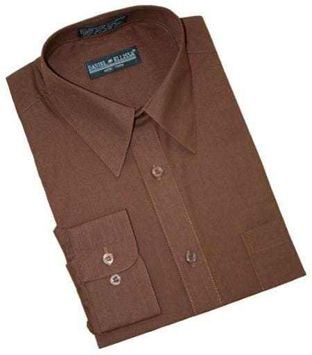 Cheap Mens Dress Shirt Chocolate Brown Discounted Affordable Shirt  $35 - AlbertoNardoniStore