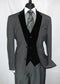 Black Suit Gray Vest Mens Velvet Suit Two Button Grey Velour Vested Side Vents Tuxedo Black 2 Toned Suit