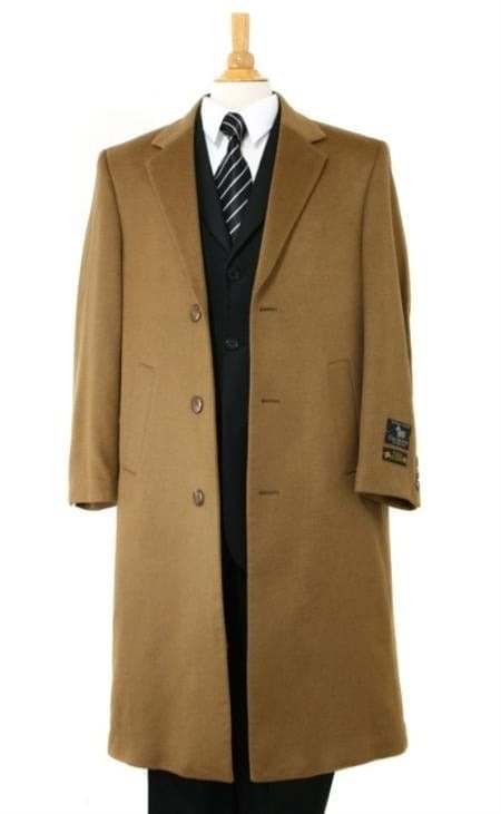 Mens Overcoat - Mens Long Wool Topcoats - Topcoat For Men-Long Winter Dress Knee Length Coat