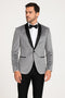 Mens Light Gray Velvet Tuxedo Jacket â€“ Slim Fit Shawl Lapel Formal Blazer + Black Pants Included