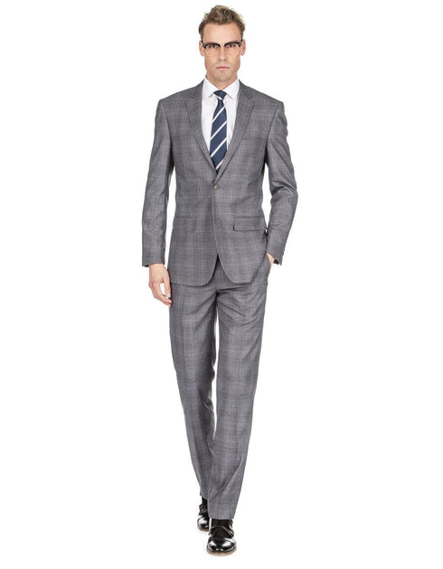 Mens Grey Suit Mens Modern Fit Plaid Suit Grey