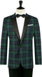 Men's One Button Tartan Designed Slim Fit Tuxedo