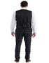 Mens Plaid Suit - Windowpane Pattern With Vest - Business Suit Black