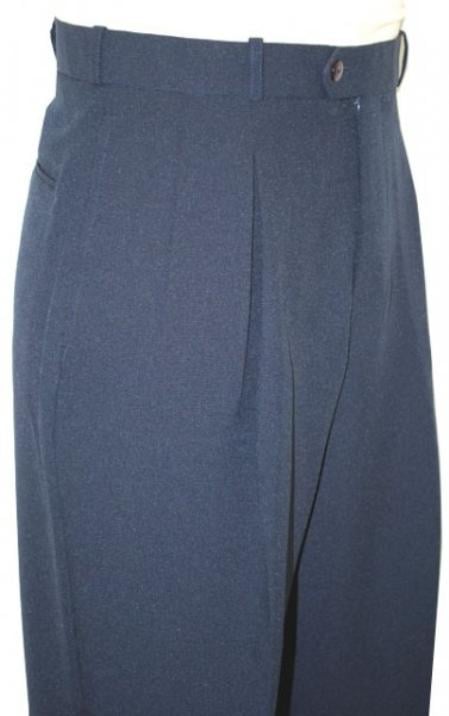 Mens Pleated Dress Pants Navy Blue Wide Leg Slacks Pleated baggy dress trousers unhemmed unfinished bottom