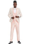 Mens One Button Vested Shawl Lapel Prom Tuxedo in Pink