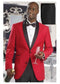 Holiday Suit - Christmas Suit - Christmas Blazer Men's Formal Attire Red Dinner Jacket Suit And Black Lapel Black Pants Fashion Tuxedo For Men - Red Tuxedo