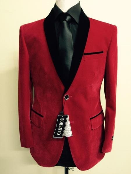 Holiday Suit - Christmas Suit - Christmas Blazer Men's Red Velvet ~ Tuxedo Black Lapeled - Red Tuxedo