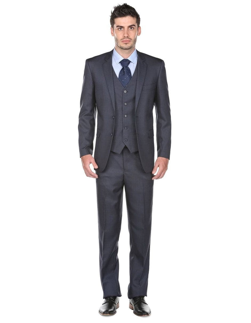 3 piece Suit - Navy Blue   Three PieceÂ SuitÂ -Mens Regular Fit Vested Suit Navy Blue