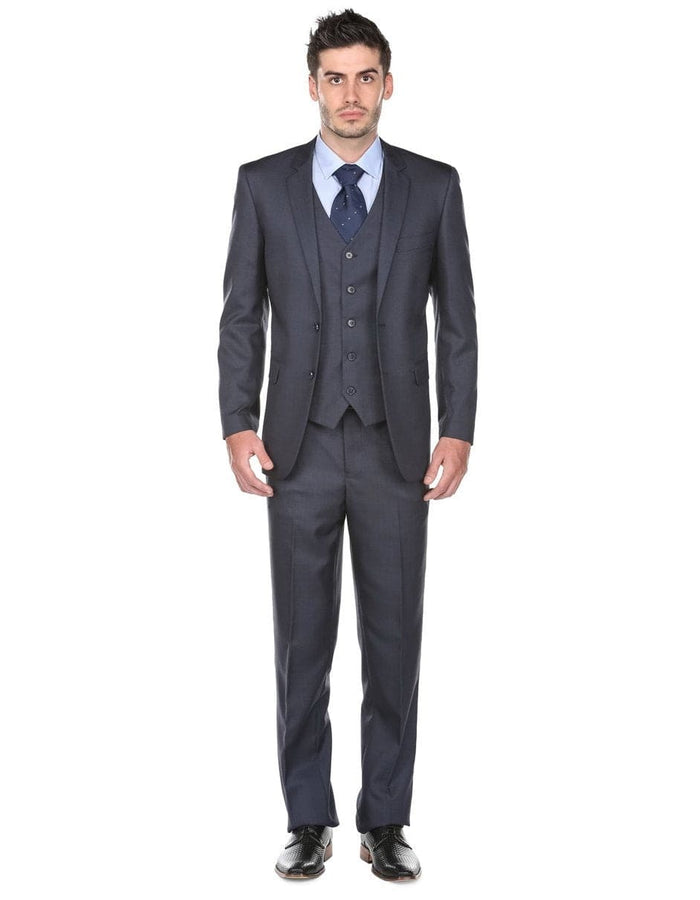 3 piece Suit - Navy Blue   Three PieceÂ SuitÂ -Mens Regular Fit Vested Suit Navy Blue