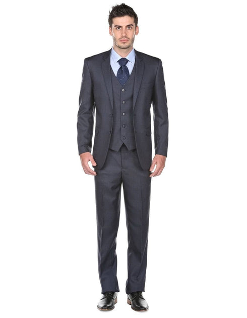 3 piece Suit - Navy Blue   Three Piece Suit -Mens Regular Fit Vested Suit Navy Blue