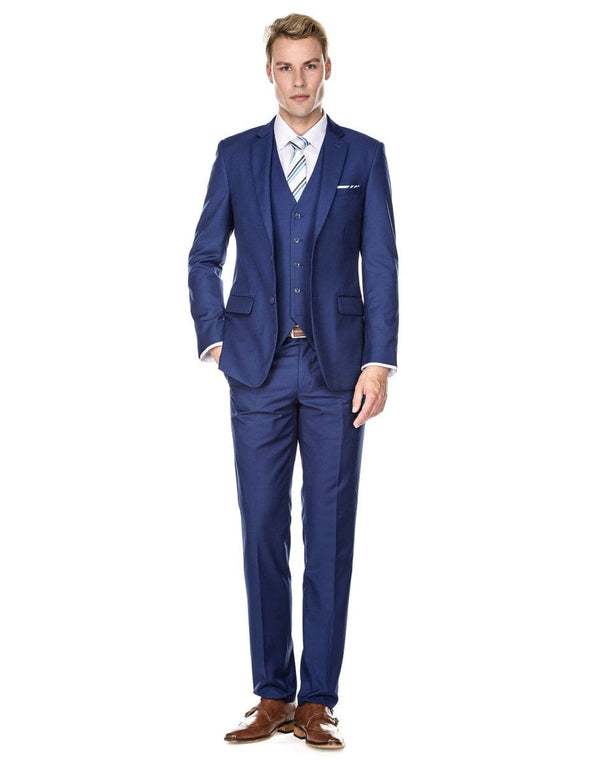 Mens Suit Savvy Slim Vested Suit Indigo