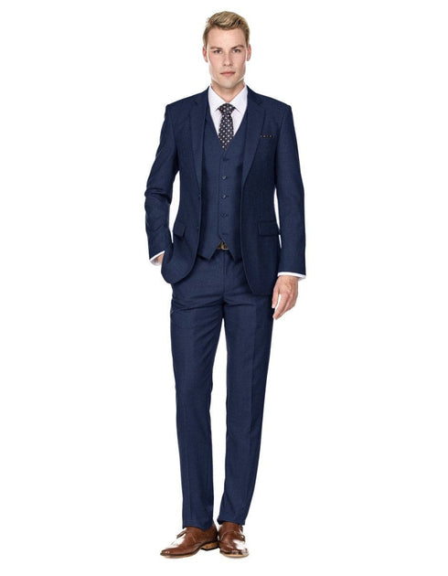 3 piece Suit - Navy Blue   Three Piece Suit - Mens Savvy Slim Vested Suit Navy Blue