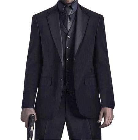 Keanu Reeves John Wick Men's Black 3 Piece Suit
