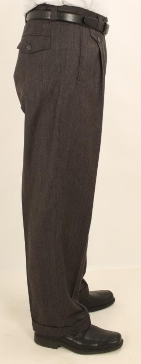 Mens Black Pinstripe Dress Pants - Stripe Slacks - Flat Front Style