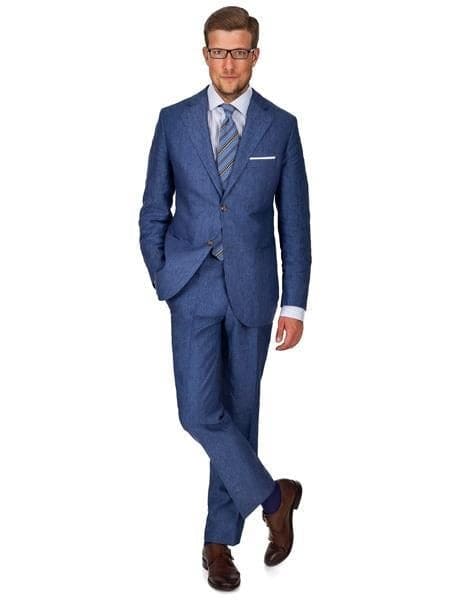 Mens Big and Tall linen Suit -Sky Blue Suit