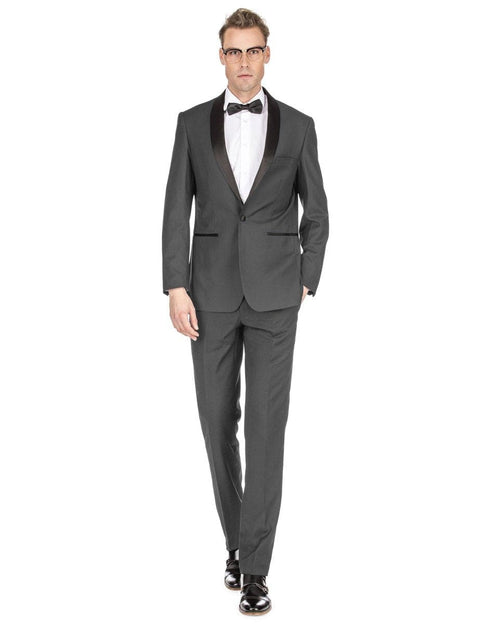 Grey Prom Suit - Gray Wedding Suit - Gray Tuxedo Grey Vested Peak Tuxedo