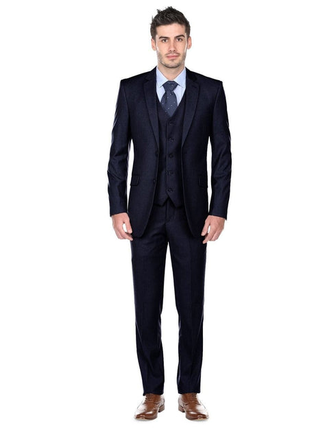 3 piece Suit - Navy Blue   Three Piece Suit - Mens Slim Fit Vested Suit Midnight Blue