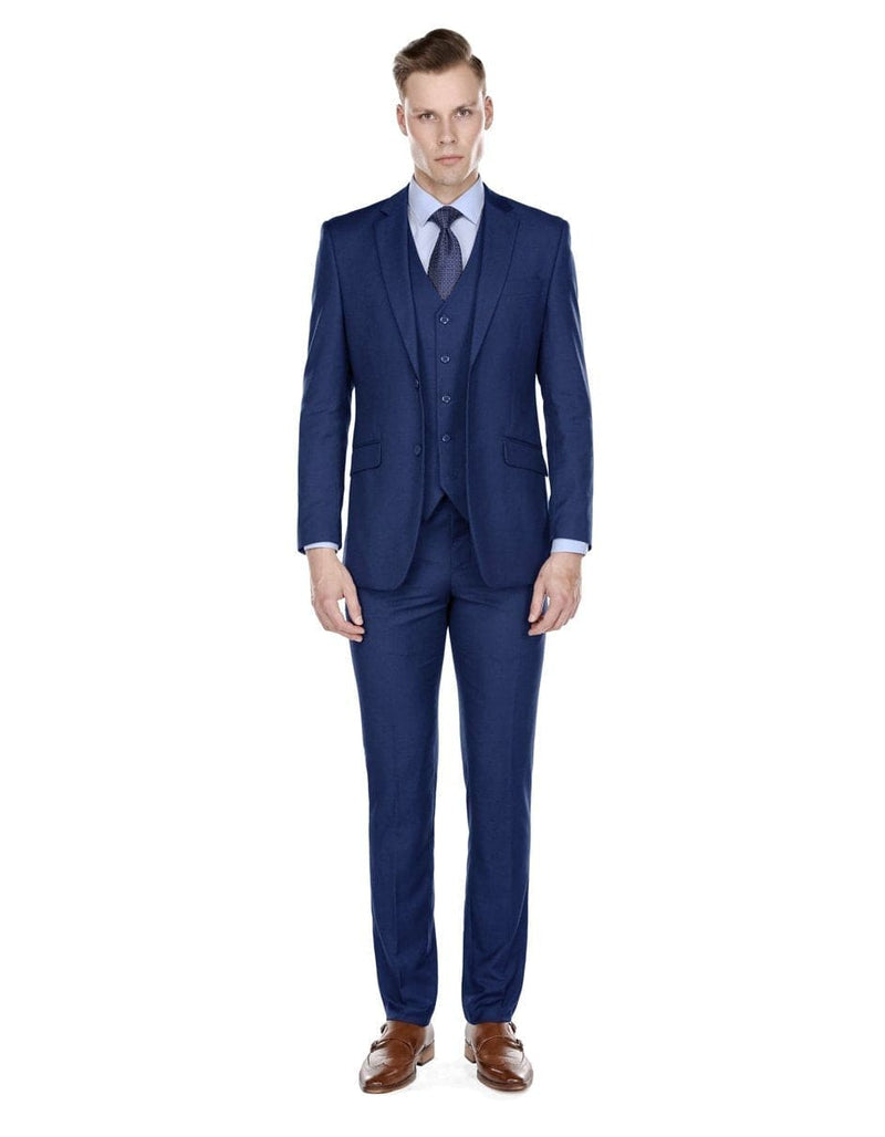 3 piece Suit - Navy Blue   Three PieceÂ SuitÂ - Mens Smart Slim Vested Suit Indigo Blue