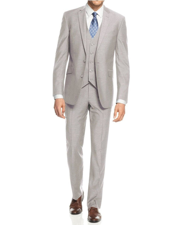 Mens Cheap Grey Suit Mens Smart Slim Vested Suit Light Grey