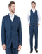 Modern Fit 3pc Wool Mens Suit Set Indigo