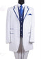 Mens Pimp Coat + Pimp Jacket Vest and Pants - Gangster Stripe White and Blue Suit