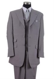 Mens Three Piece Suit - Vested Suit Mens Gray Double side-vented back ...