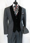 Men's  Two Button Black Velour Velvet Suit Vested Side Vents Tuxedo Black 2 toned Suit