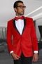 Holiday Suit - Christmas Suit - Christmas Blazer Men's Red Velvet Fabric Black Lapeled Tuxedo Discounted Cheap Priced Velour Blazer Jacket For Men Sportcoat Jacket On Sale - Red Tuxedo