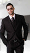 Men's Black 6 Button Vest Single Three Piece Suit - Seersucker Fabric Summer Fabric Cotton Fabric - Black On Black Stripe