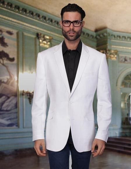 Men's White Cool Linen Fabric Jacket Summer Blazer Sport Coat - AlbertoNardoniStore