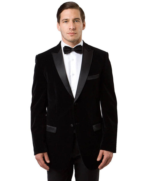 Mens Peak Lapel Velvet Tuxedo Jacket  Black