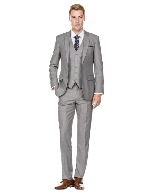 Mens Grey Suit Mens Vested Smart Modern Fit Suit Light Grey