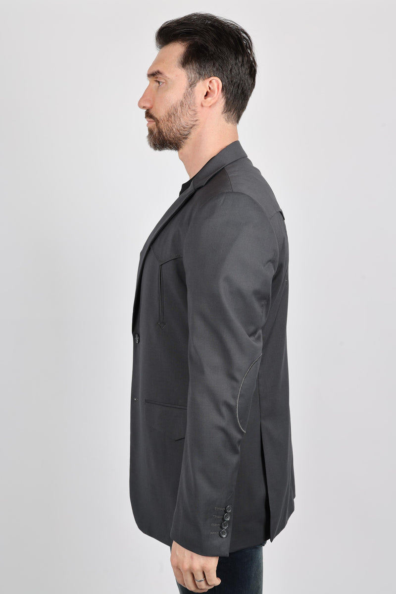 Mens Black Western Sport Coat w/ Elbow Patch - Charcoal
