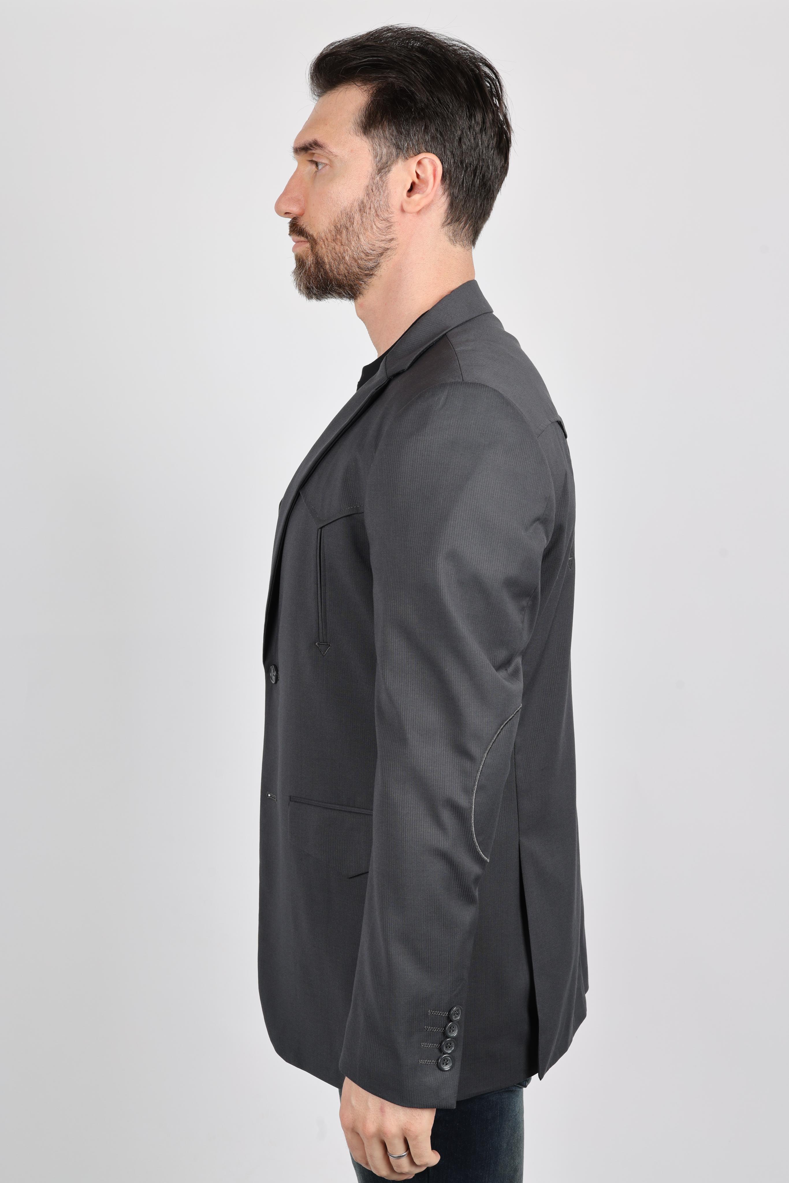 Mens Black Western Sport Coat w/ Elbow Patch - Charcoal