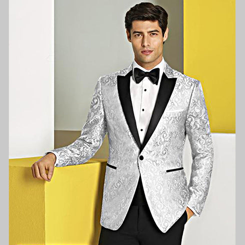 Western Suit - Trajes Para Hombres - Cowboy Formal Attire - Trajes De Novio - Peak Lapel Single Breasted White Suit