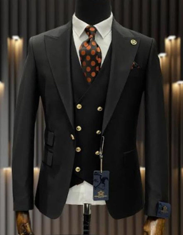 Mens Wool Business Suits For Men - Wool Fabric "Black" Suit