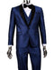 Mens 1 Button Shawl Lapel Vested Wedding | Prom Tuxedo in Navy Sharkskin