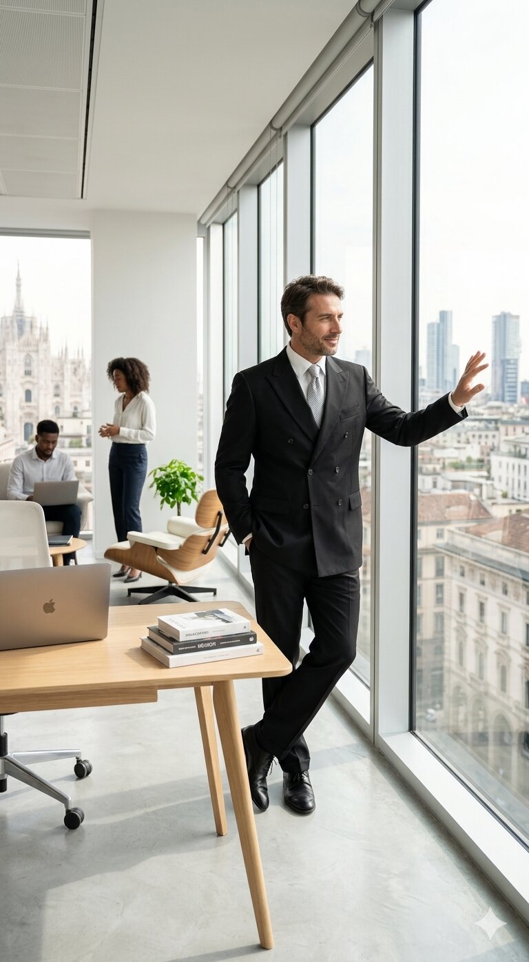 Mens Black Double Breasted Suit