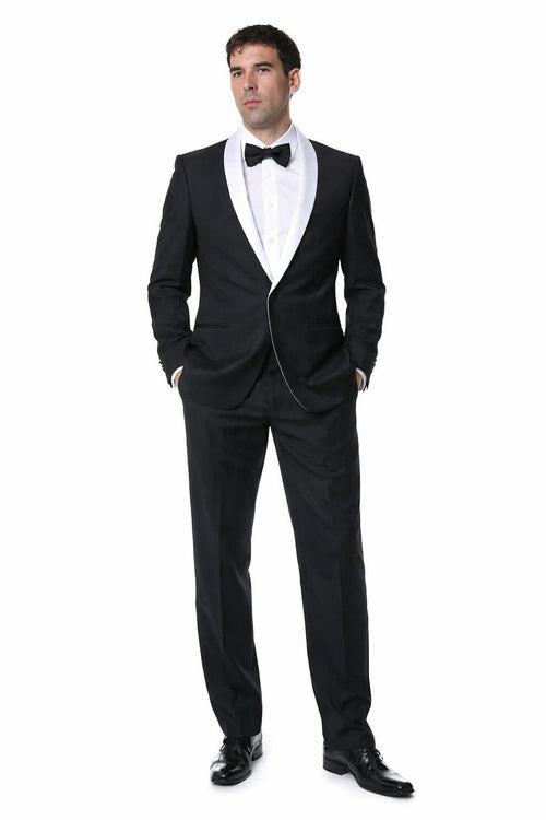 Mens Black and White Prom Suit - Black and White Wedding Groom Suit