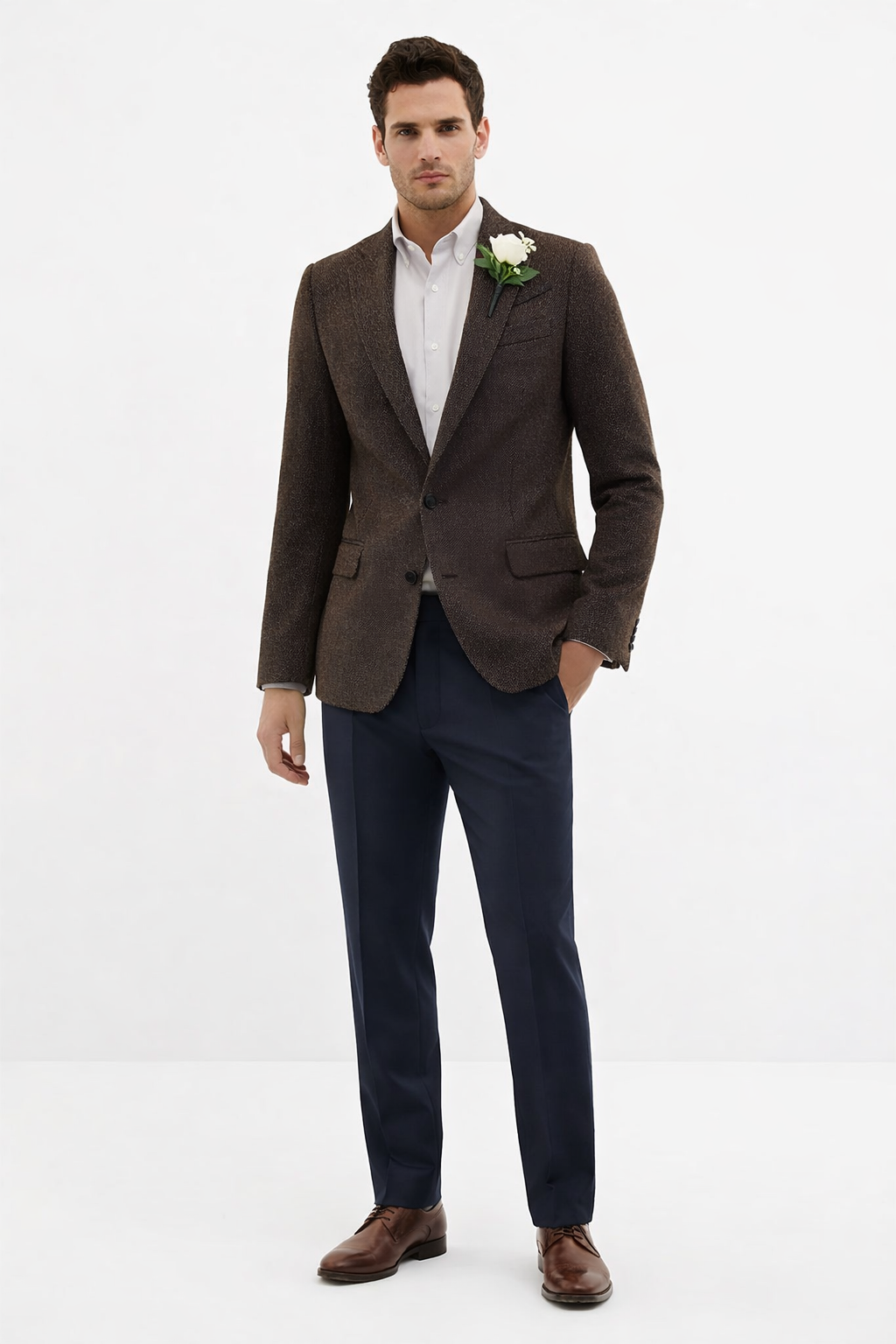 Mens Blazer Tweed Blazer Herringbone Wool Blazer - Z-Dark Brown