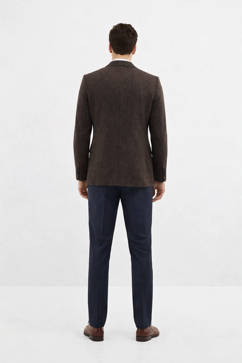 Mens Blazer Tweed Blazer Herringbone Wool Blazer - Z-Dark Brown